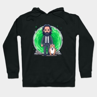 Old John Wick with Shiba Inu Dog Hoodie